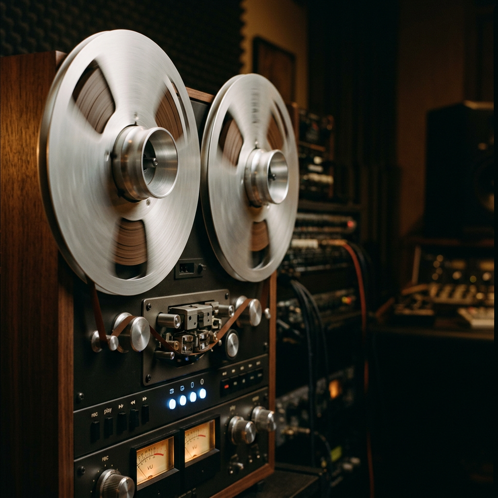 Reel-to-reel tape machine detail